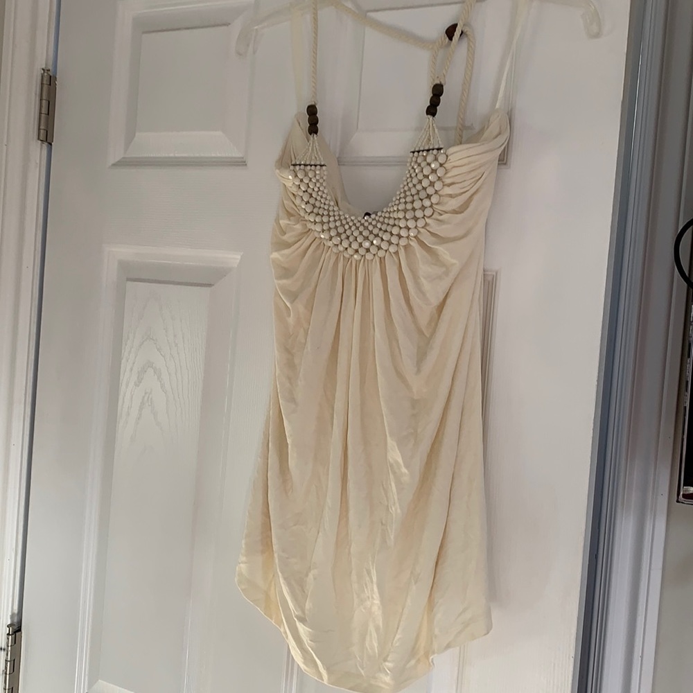 Beaded Ivory Sleeveless Women's Top